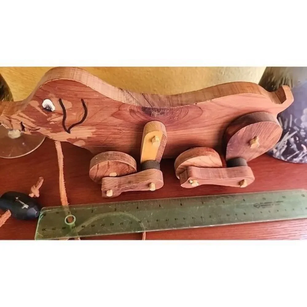 Vintage All Wood Pig‎ (Hog) Pull Toy Handmade